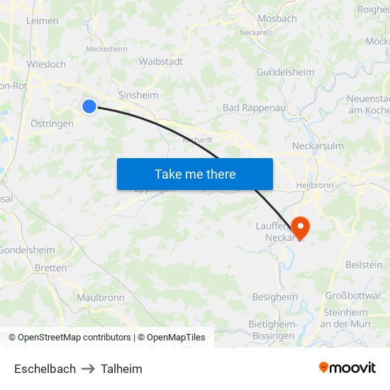 Eschelbach to Talheim map