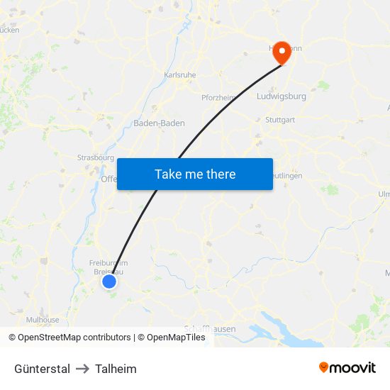Günterstal to Talheim map