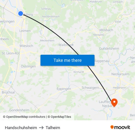 Handschuhsheim to Talheim map