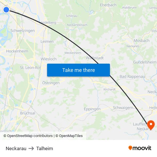 Neckarau to Talheim map