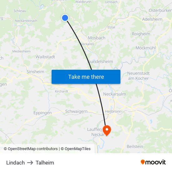 Lindach to Talheim map