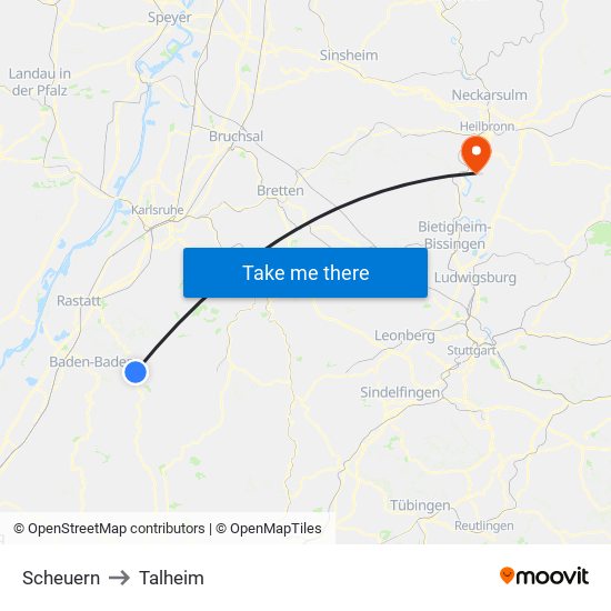 Scheuern to Talheim map