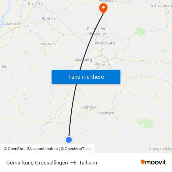 Gemarkung Grosselfingen to Talheim map