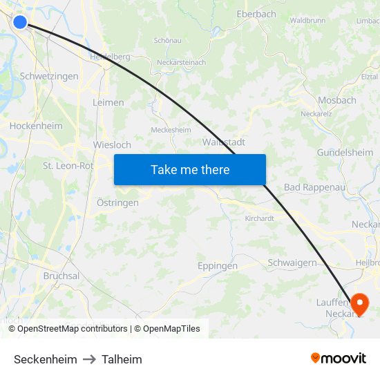 Seckenheim to Talheim map