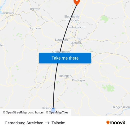 Gemarkung Streichen to Talheim map