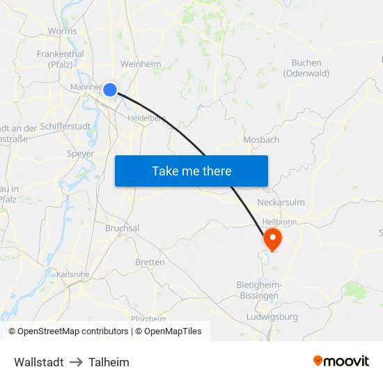 Wallstadt to Talheim map