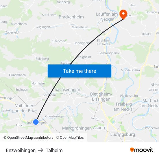 Enzweihingen to Talheim map