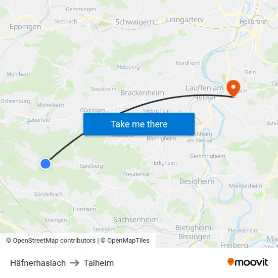 Häfnerhaslach to Talheim map