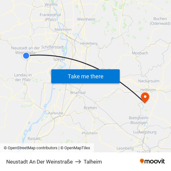 Neustadt An Der Weinstraße to Talheim map