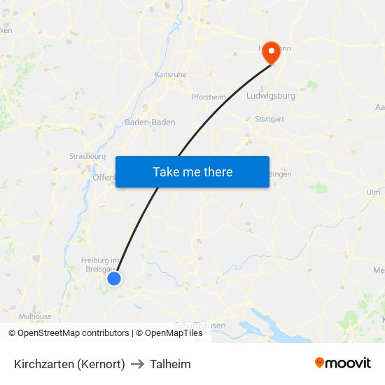 Kirchzarten (Kernort) to Talheim map