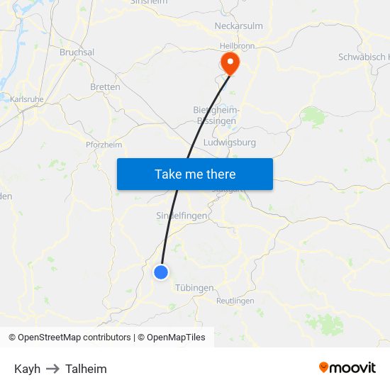Kayh to Talheim map