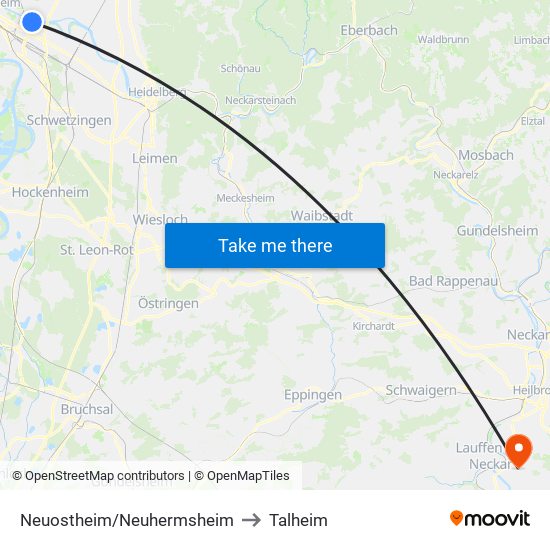 Neuostheim/Neuhermsheim to Talheim map