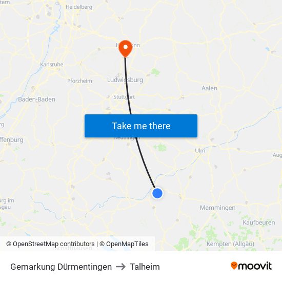 Gemarkung Dürmentingen to Talheim map