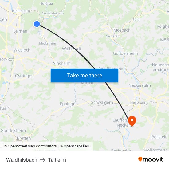 Waldhilsbach to Talheim map