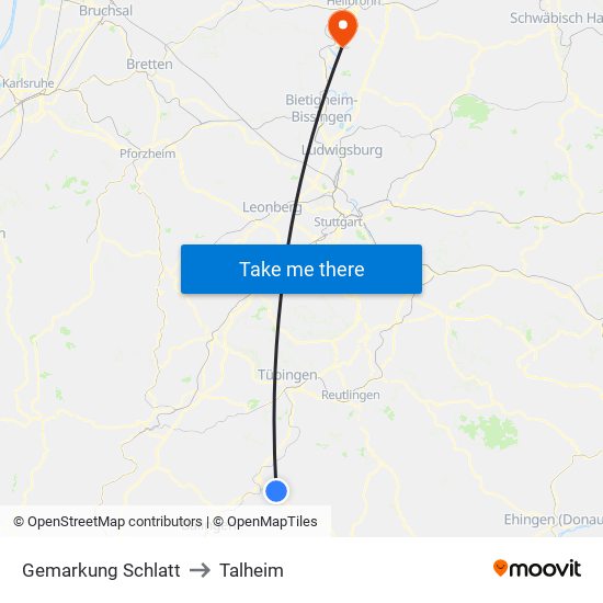 Gemarkung Schlatt to Talheim map
