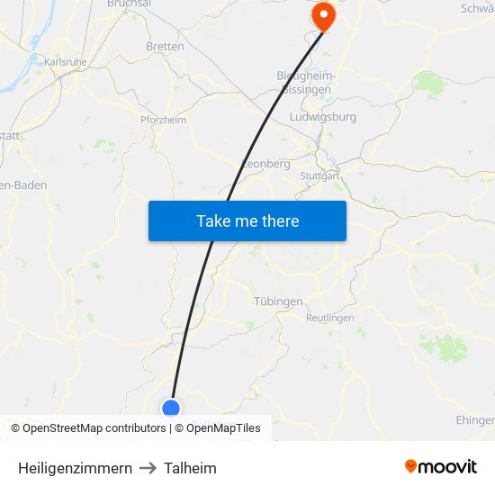 Heiligenzimmern to Talheim map