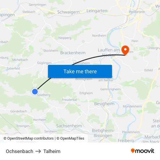 Ochsenbach to Talheim map