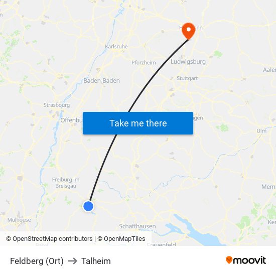 Feldberg (Ort) to Talheim map