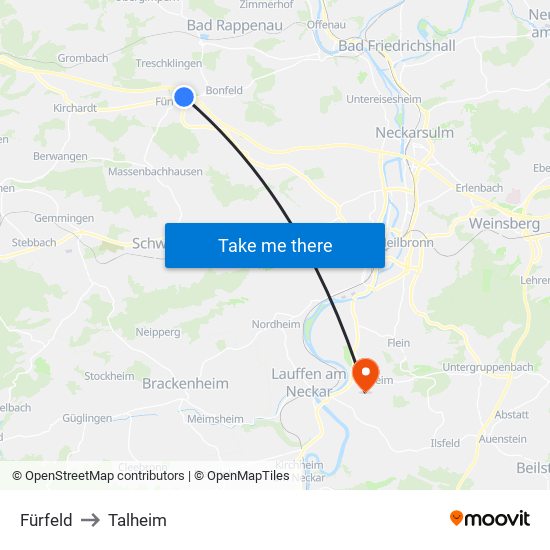 Fürfeld to Talheim map