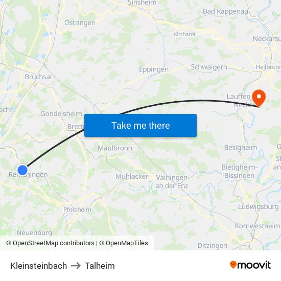 Kleinsteinbach to Talheim map