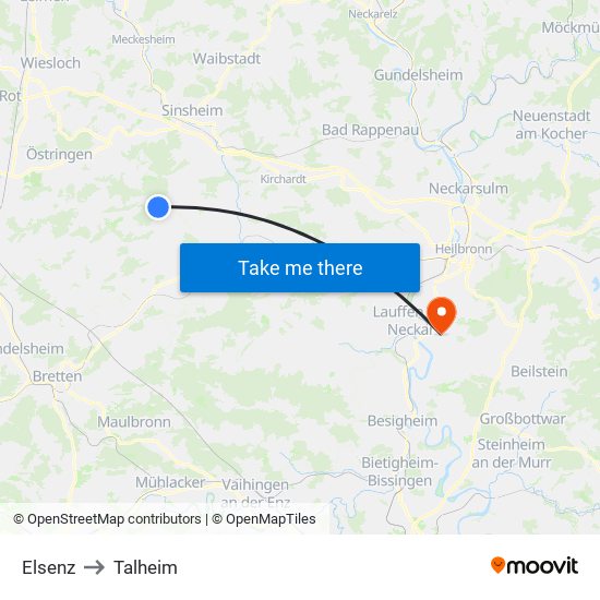 Elsenz to Talheim map