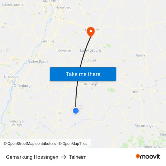 Gemarkung Hossingen to Talheim map