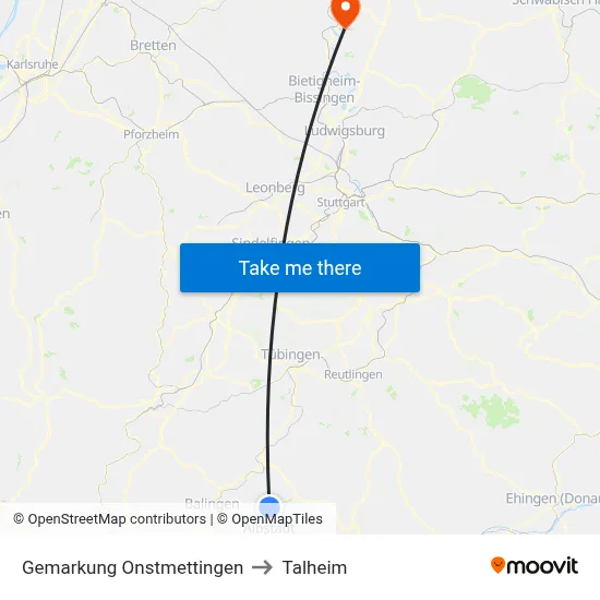 Gemarkung Onstmettingen to Talheim map