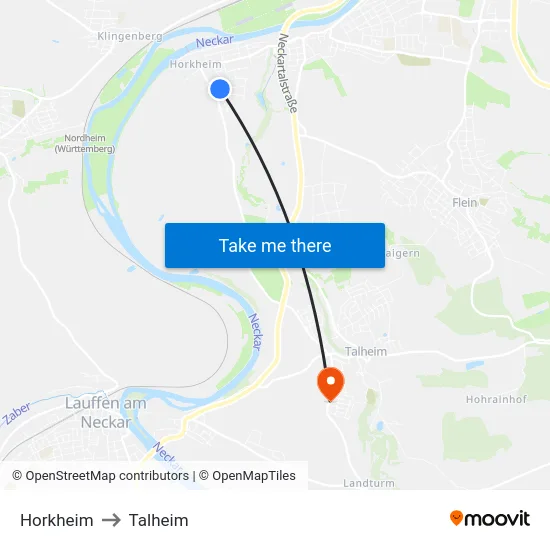 Horkheim to Talheim map