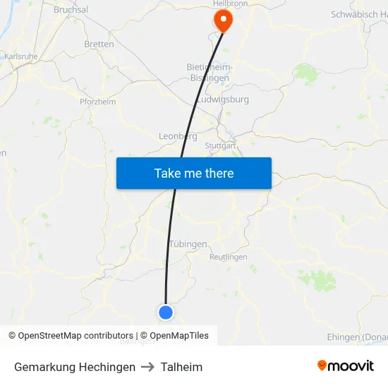 Gemarkung Hechingen to Talheim map