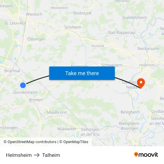 Helmsheim to Talheim map
