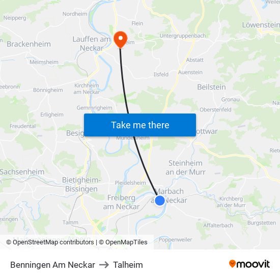 Benningen Am Neckar to Talheim map