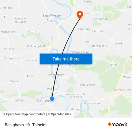 Besigheim to Talheim map