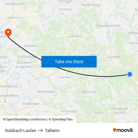 Sulzbach-Laufen to Talheim map