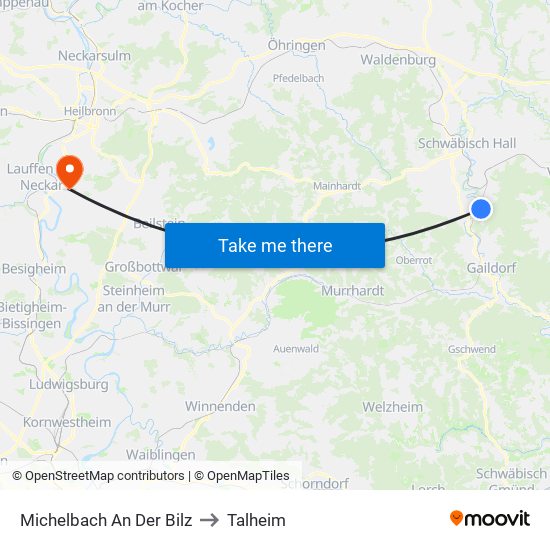 Michelbach An Der Bilz to Talheim map