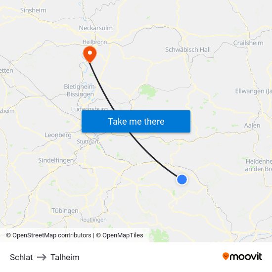 Schlat to Talheim map
