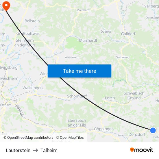 Lauterstein to Talheim map