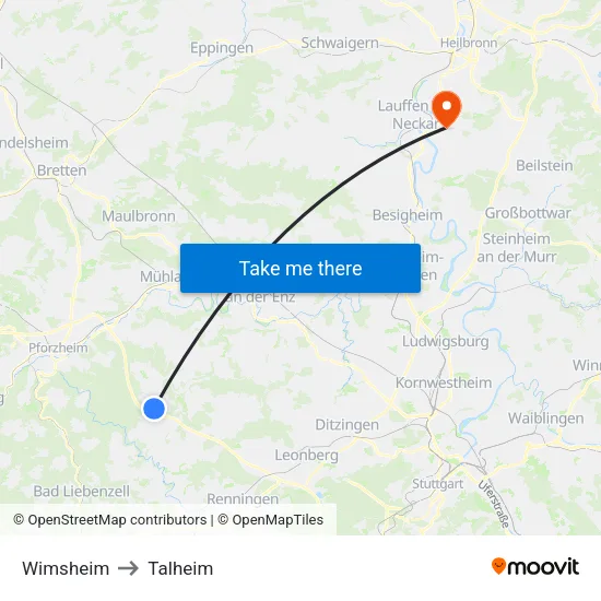 Wimsheim to Talheim map