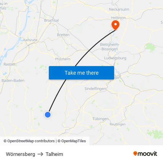 Wörnersberg to Talheim map