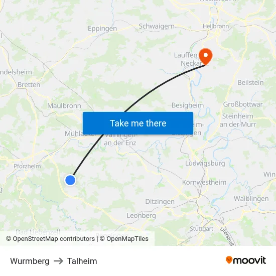 Wurmberg to Talheim map