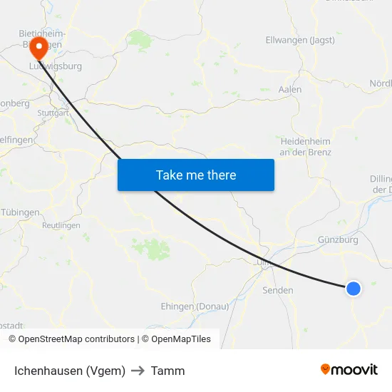 Ichenhausen (Vgem) to Tamm map
