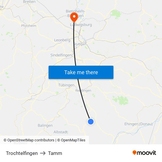 Trochtelfingen to Tamm map