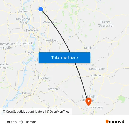 Lorsch to Tamm map