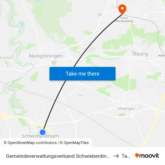 Gemeindeverwaltungsverband Schwieberdingen-Hemmingen to Tamm map