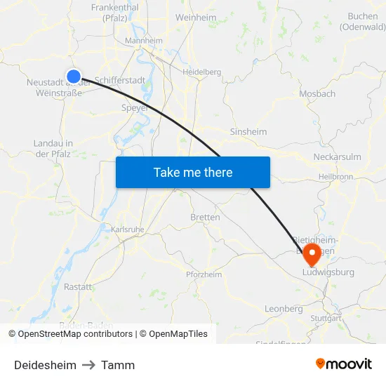 Deidesheim to Tamm map