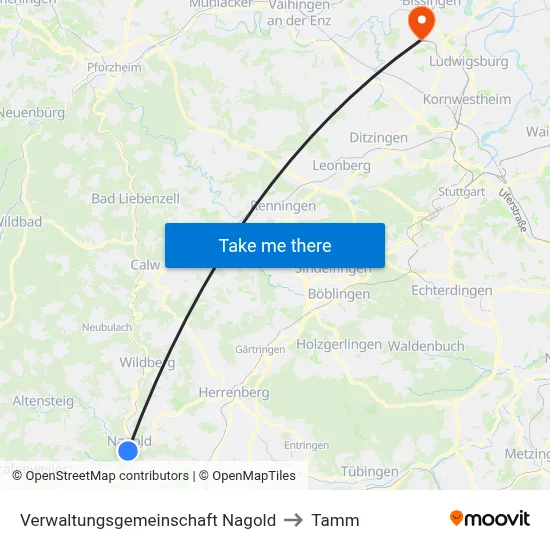Verwaltungsgemeinschaft Nagold to Tamm map
