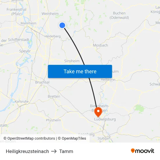 Heiligkreuzsteinach to Tamm map