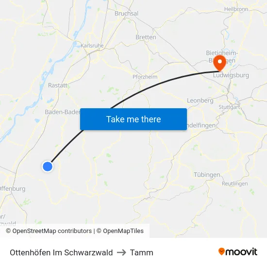 Ottenhöfen Im Schwarzwald to Tamm map