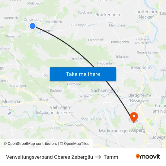 Verwaltungsverband Oberes Zabergäu to Tamm map