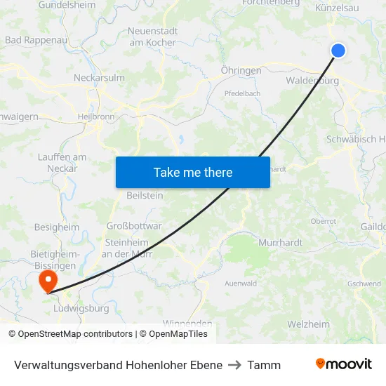 Verwaltungsverband Hohenloher Ebene to Tamm map