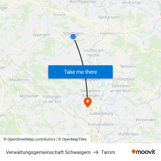 Verwaltungsgemeinschaft Schwaigern to Tamm map